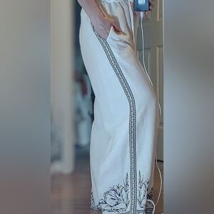 NWT $138 MAX STUDIO BLENDED LINEN WIDE LEG TROUSERS